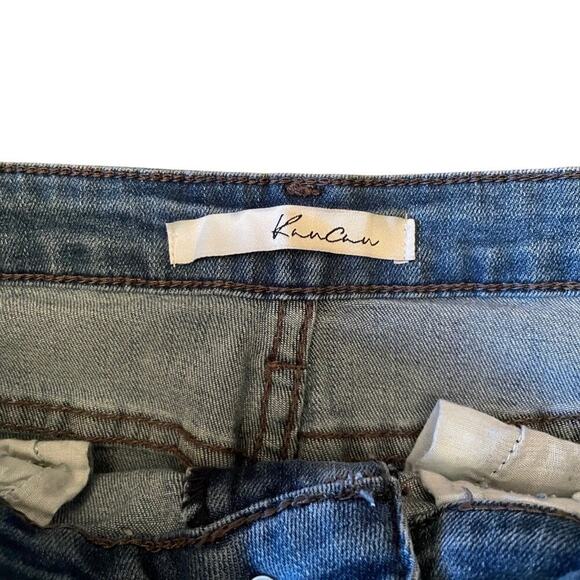 KanCan Distressed Denim Skirt Size 3/25 Raw Hem High Waist Mini Jean Skirt 721G - Picture 4 of 6